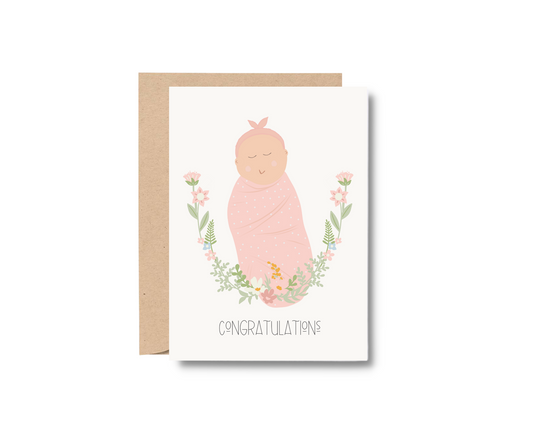 New Baby Bundle of Joy Pink Greeting Card
