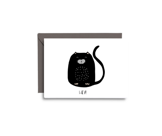 Hey Fat Cat Greeting Card