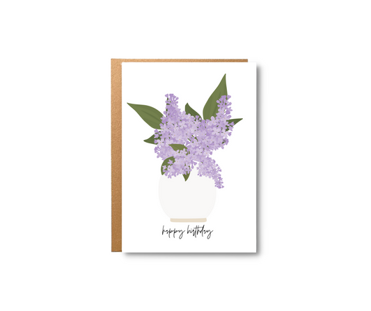 Happy Birthday Lilac Greeting Card