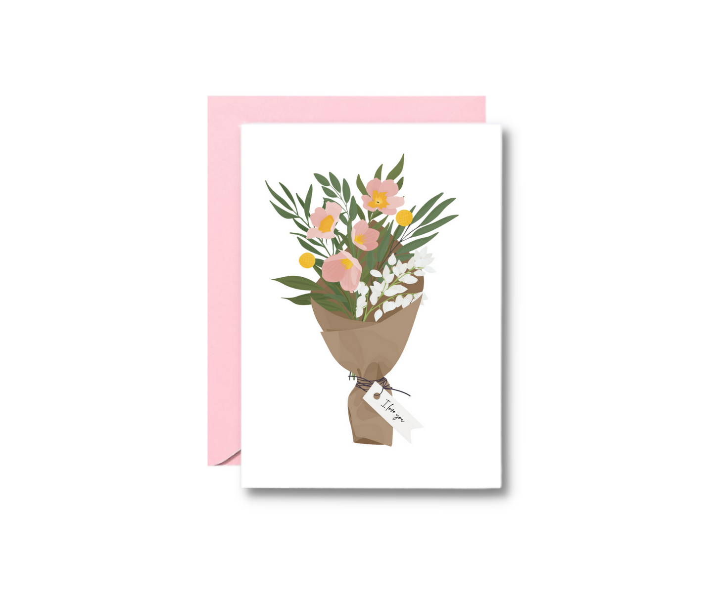 Love You Floral Bouquet Greeting Card