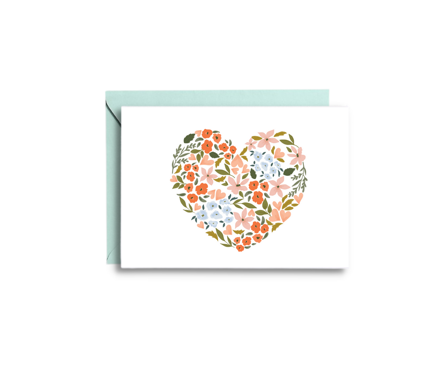 Pink Floral Heart Greeting Card